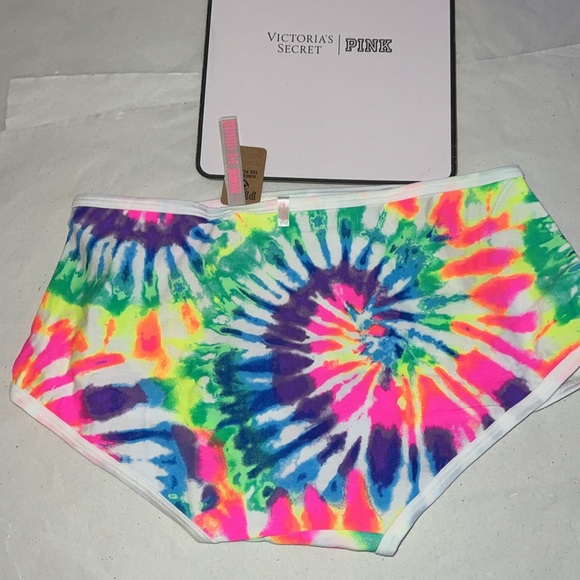 (M) UNISEX PINK Victoria's Secret Boyshort Panty Tie Dye - Picture 7 of 12
